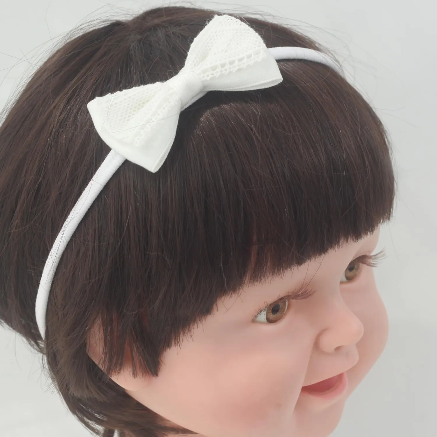 Nihao Baby White Cotton Lace Headband and White Embroidery Floral Lace Headband for Baby Girls