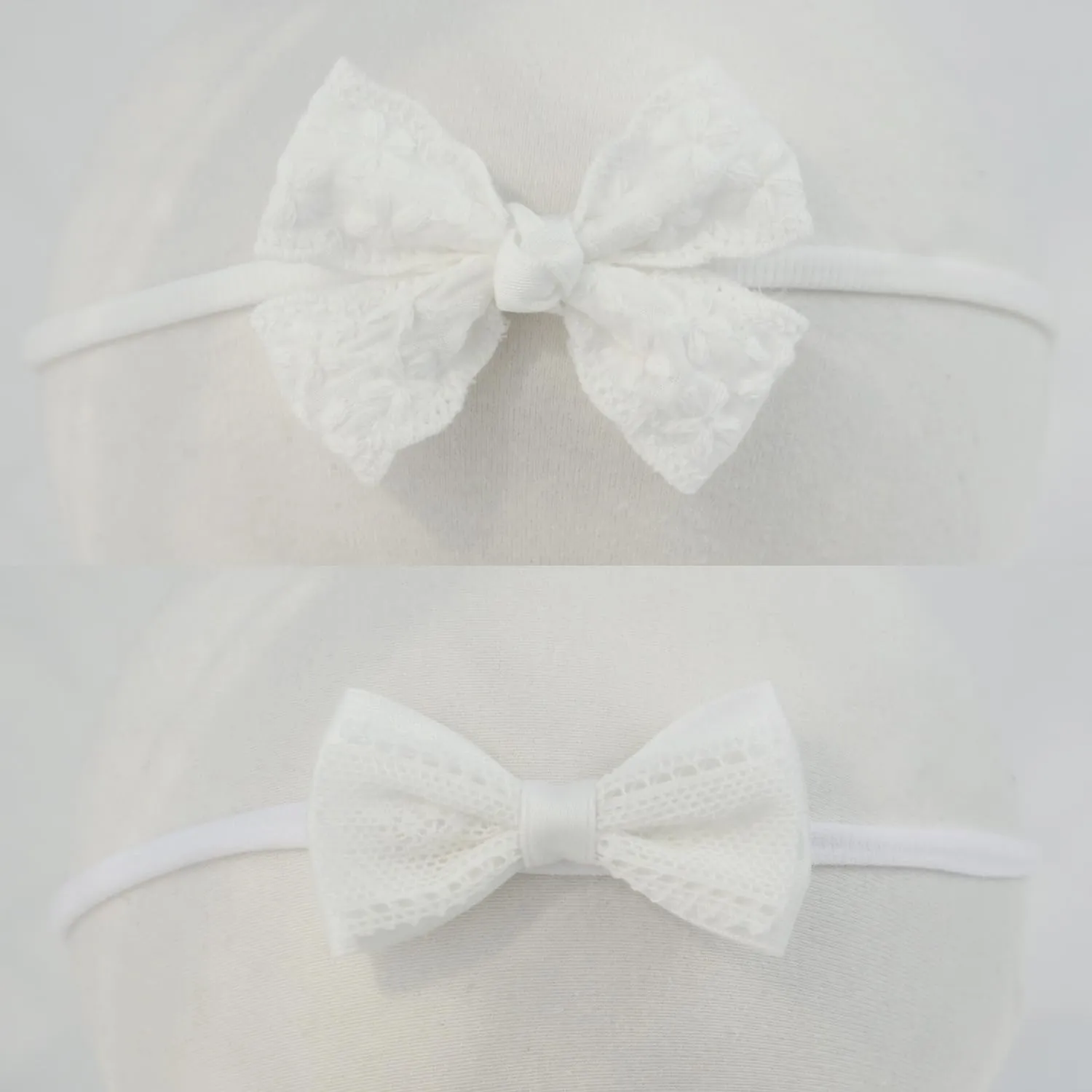 Nihao Baby White Cotton Lace Headband and White Embroidery Floral Lace Headband for Baby Girls