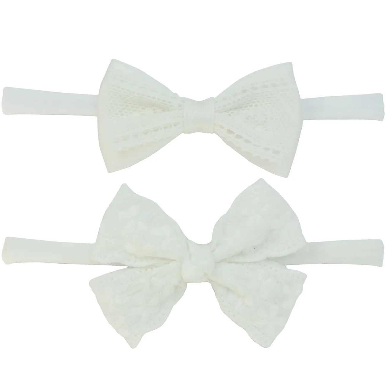 Nihao Baby White Cotton Lace Headband and White Embroidery Floral Lace Headband for Baby Girls