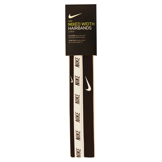 Nike Mixed Width Headbands 3pk Black/Wht