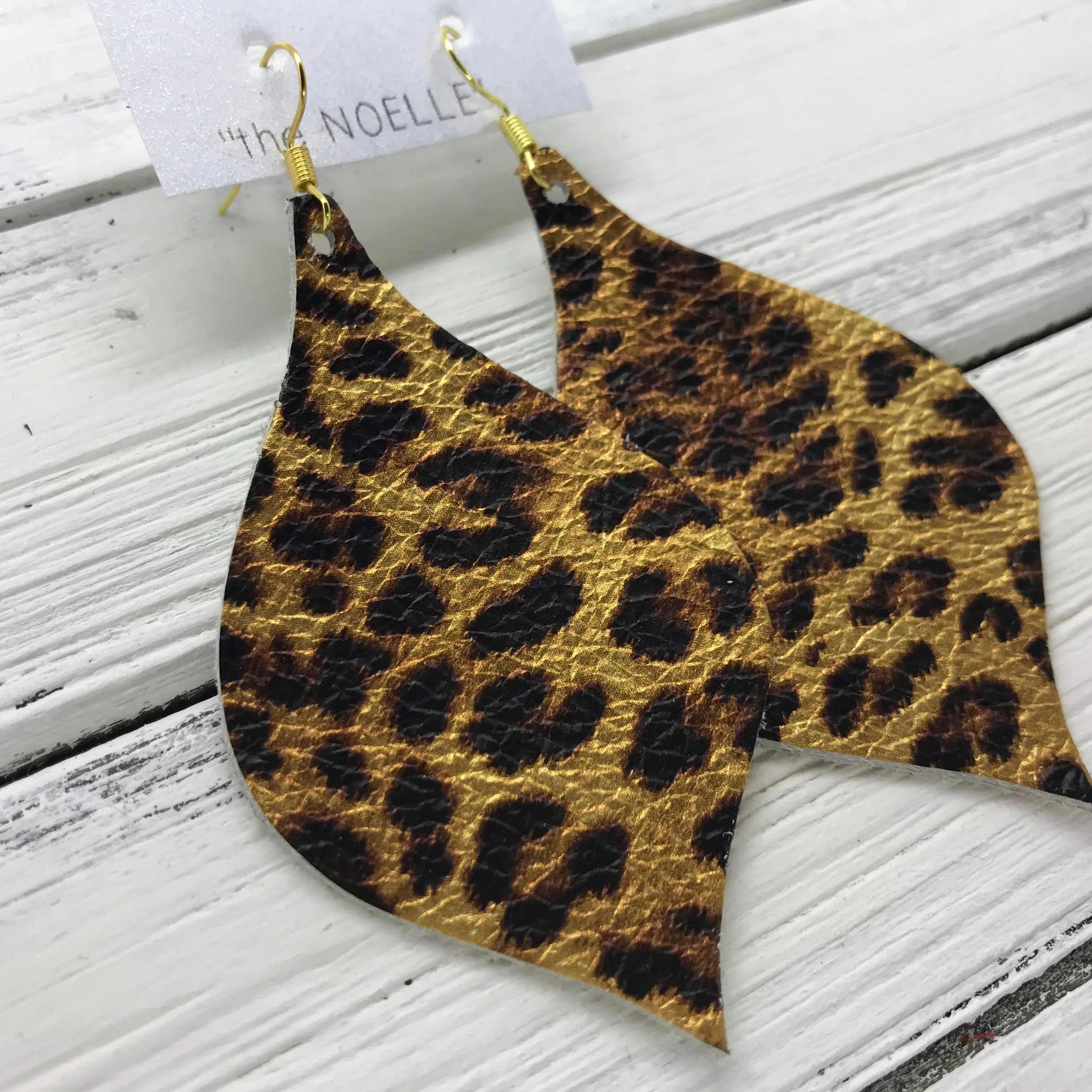 NOELLE - Leather Earrings  ||   METALLIC CHEETAH