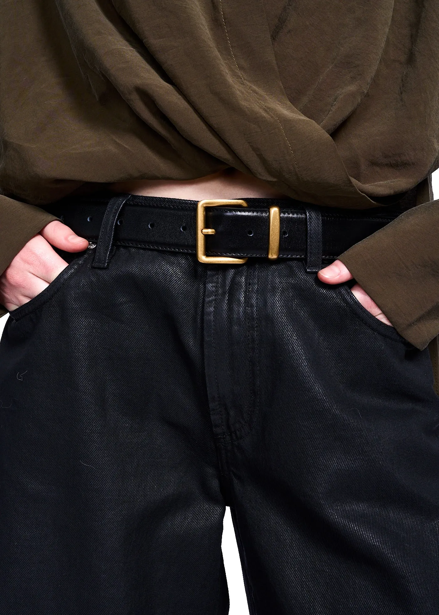 NOIRE LEATHER GOODS Fabio Black Leather Belt