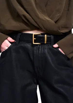 NOIRE LEATHER GOODS Fabio Black Leather Belt