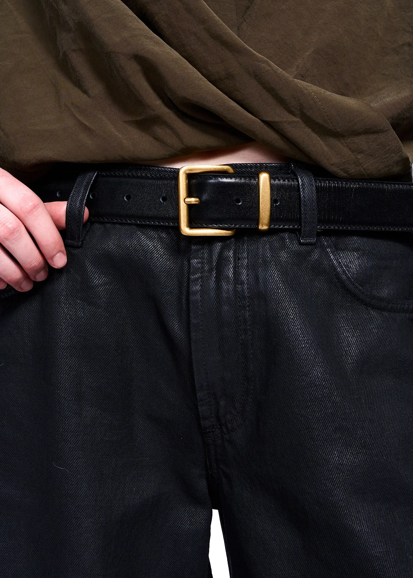 NOIRE LEATHER GOODS Fabio Black Leather Belt