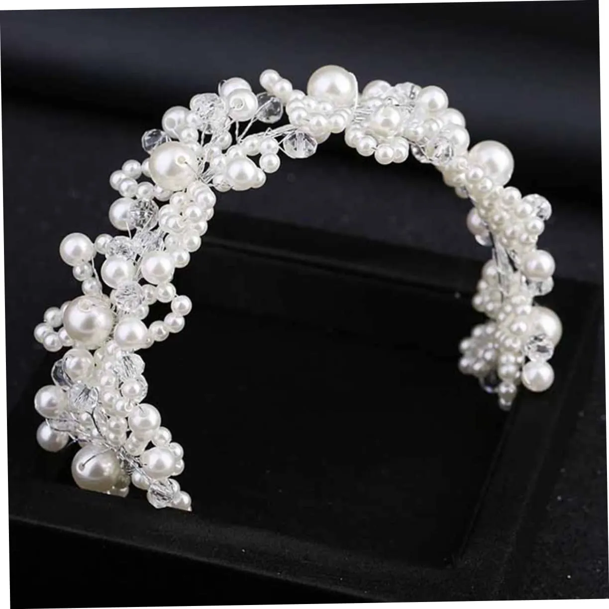 NOLITOY 2pcs Pearl Bride Headband Wedding Hair Accessories Sparkle Headbands for Women