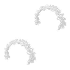 NOLITOY 2pcs Pearl Bride Headband Wedding Hair Accessories Sparkle Headbands for Women