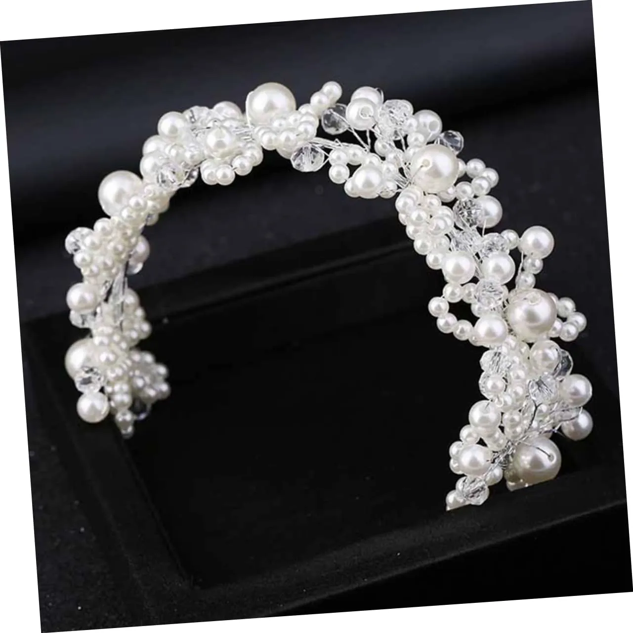 NOLITOY 2pcs Pearl Bride Headband Wedding Hair Accessories Sparkle Headbands for Women