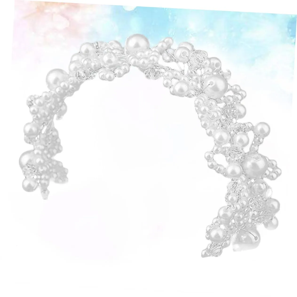 NOLITOY 2pcs Pearl Bride Headband Wedding Hair Accessories Sparkle Headbands for Women