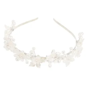 NOLITOY Pearl Flower Headband for Weddings Elegant Hair Piece for Brides and Bridesmaids Floral Hair Accessory for Photography for Parties and Special Occasions