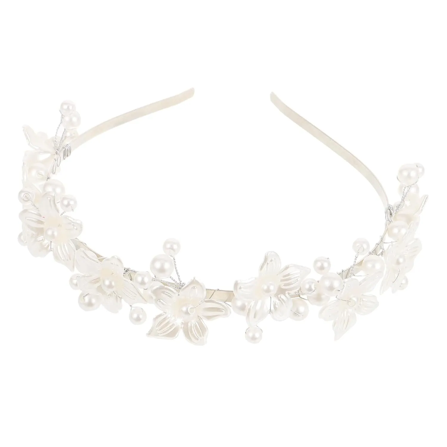 NOLITOY Pearl Flower Headband for Weddings Elegant Hair Piece for Brides and Bridesmaids Floral Hair Accessory for Photography for Parties and Special Occasions
