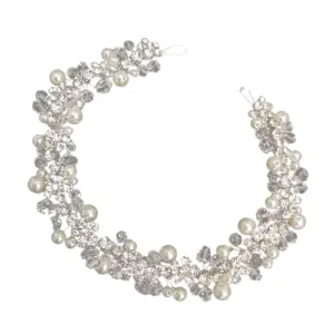 NOLITOY Stylish Pearl Rhinestone Headwear Bridal Hair Band Wedding Accessory for