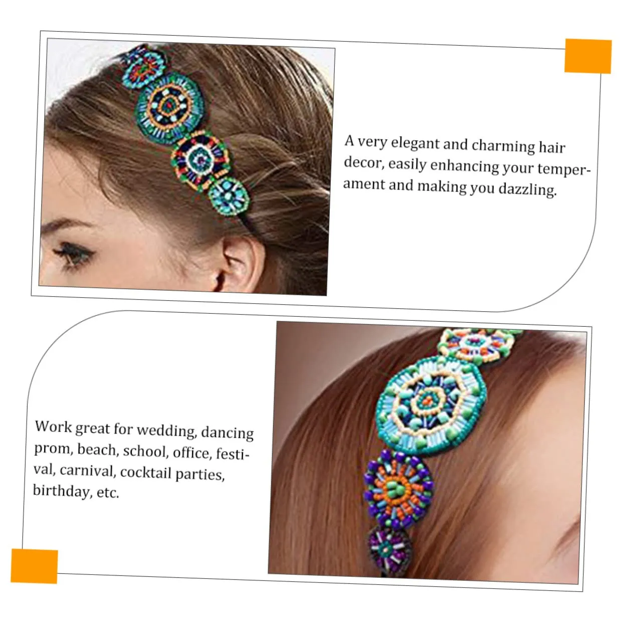 NOLITOY Workout Headband for Women Elastic Rhinestone Beaded Headband for Dance Party Event