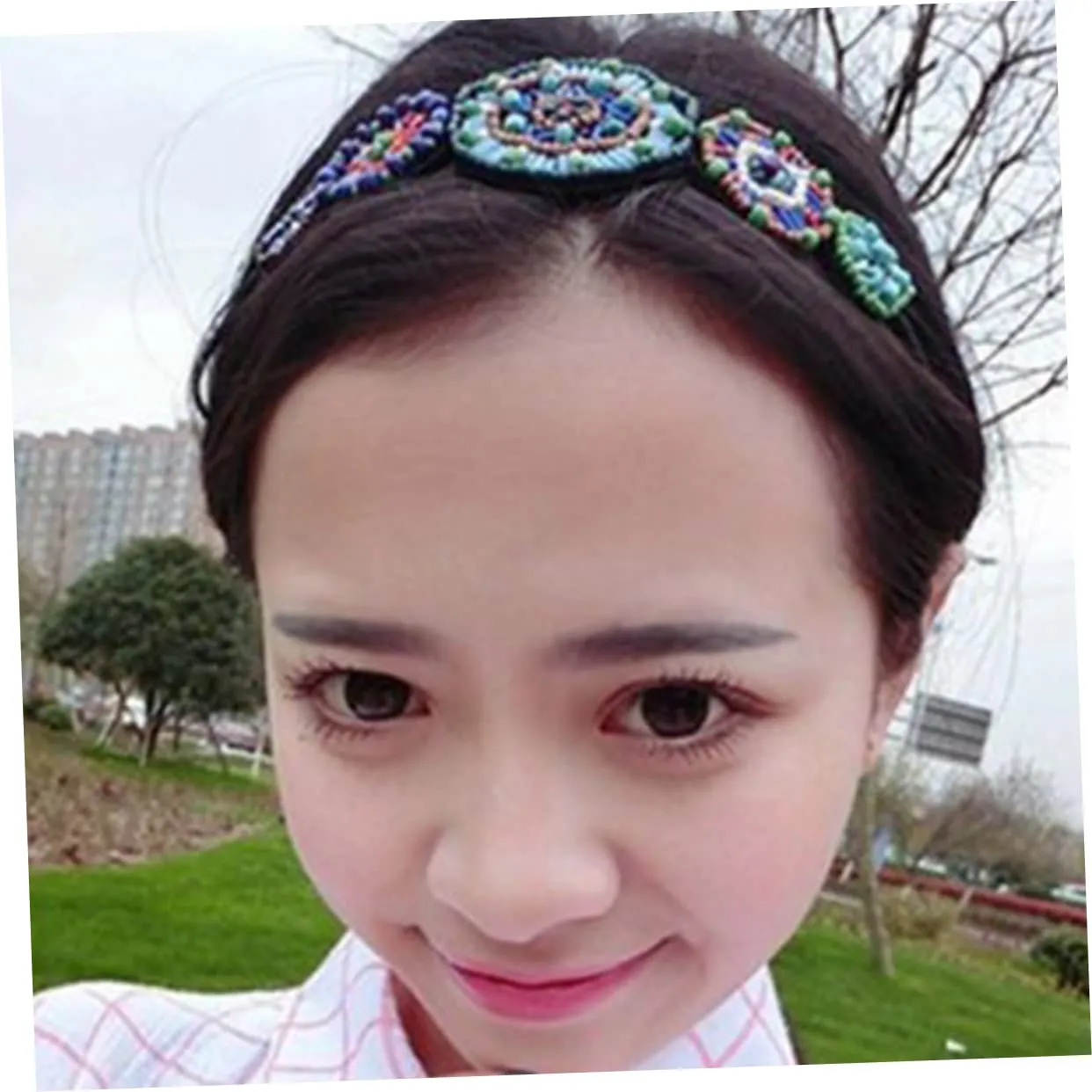 NOLITOY Workout Headband for Women Elastic Rhinestone Beaded Headband for Dance Party Event