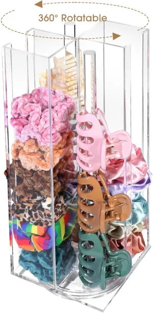 OAOLEER Acrylic Scrunchie Holder Claw Clip Organizer, Hair Ties Display Stand, 4 Tier Hair Accessories Organizer Storage for Bracelets Bangle Watches (Type-B)