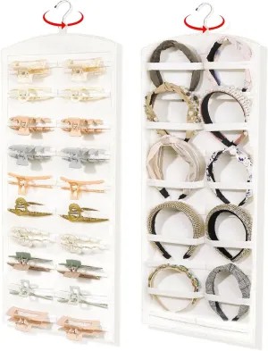 OAOLEER Claw Clip Organizer, Double-Sided Hair Clip Organizer Storage For Girls Women, Hanging Claw Clip Holder Hair Clip Display for Closet, Wall, Door Room Jewelry Shop (Beige)