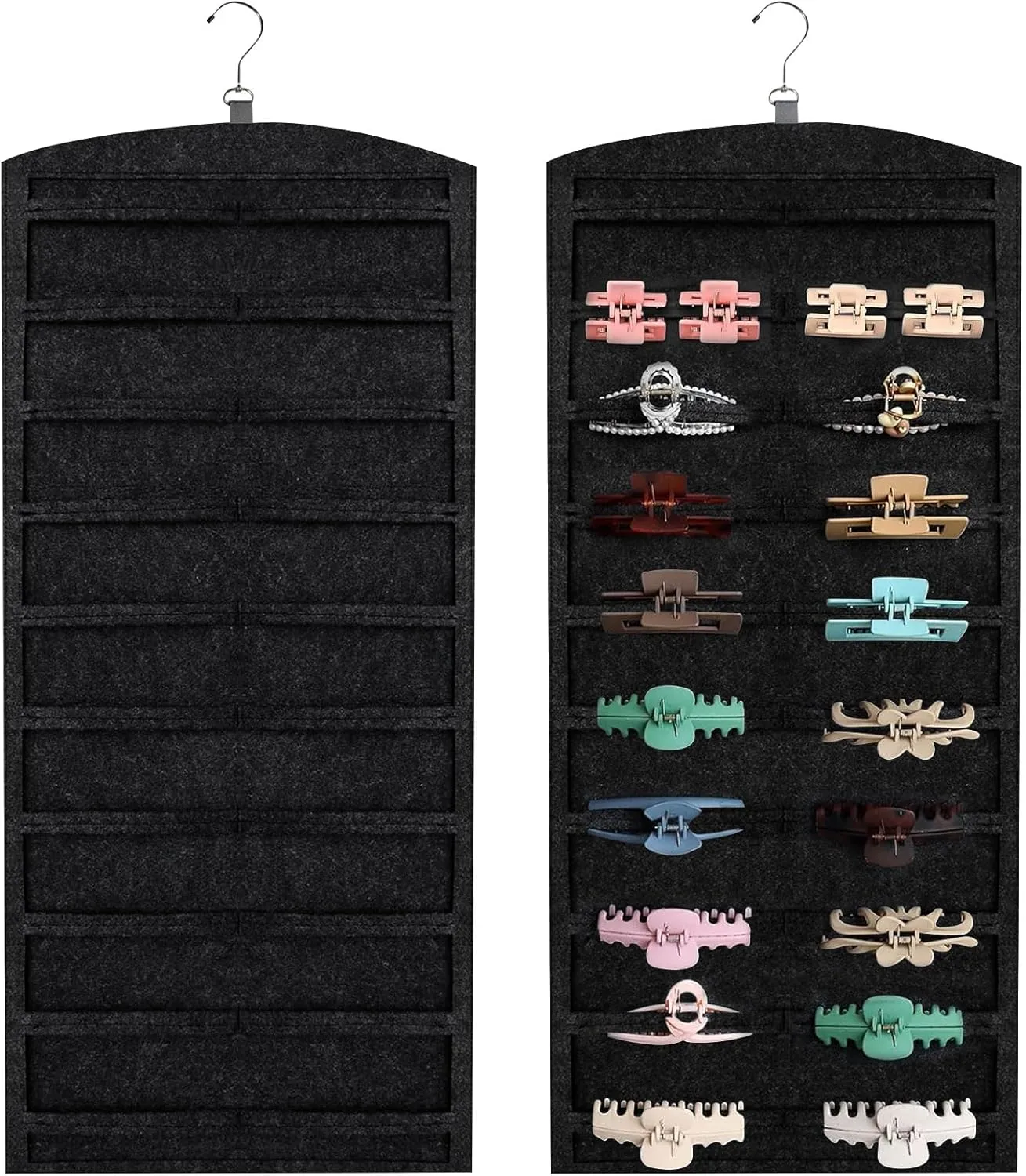 OAOLEER Claw Clip Organizer, Double-Sided Hair Clip Organizer Storage For Girls Women, Hanging Claw Clip Holder Hair Clip Display for Closet, Wall, Door Room Jewelry Shop (Black)