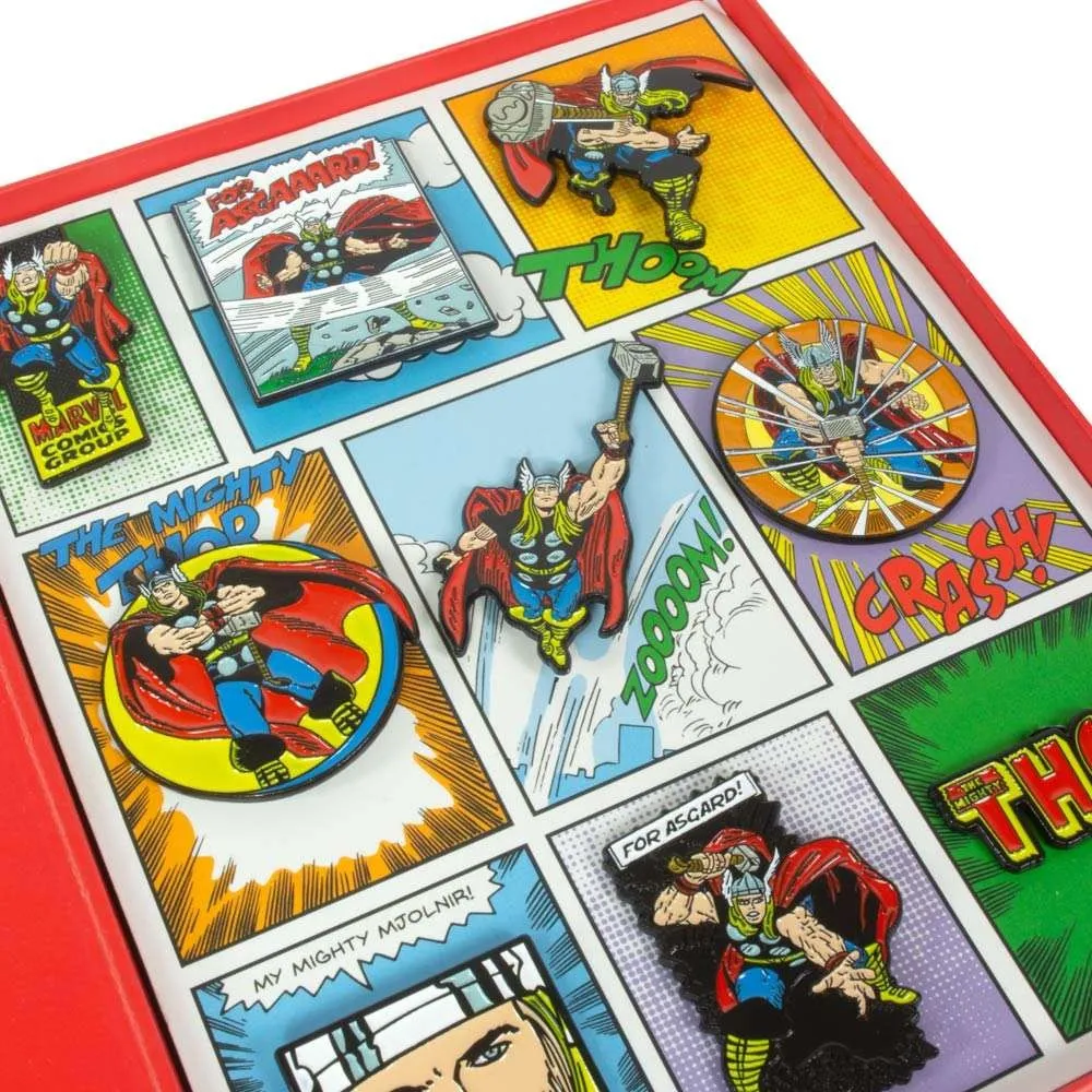 Official Marvel Avengers Thor Retro Pin Badge Set