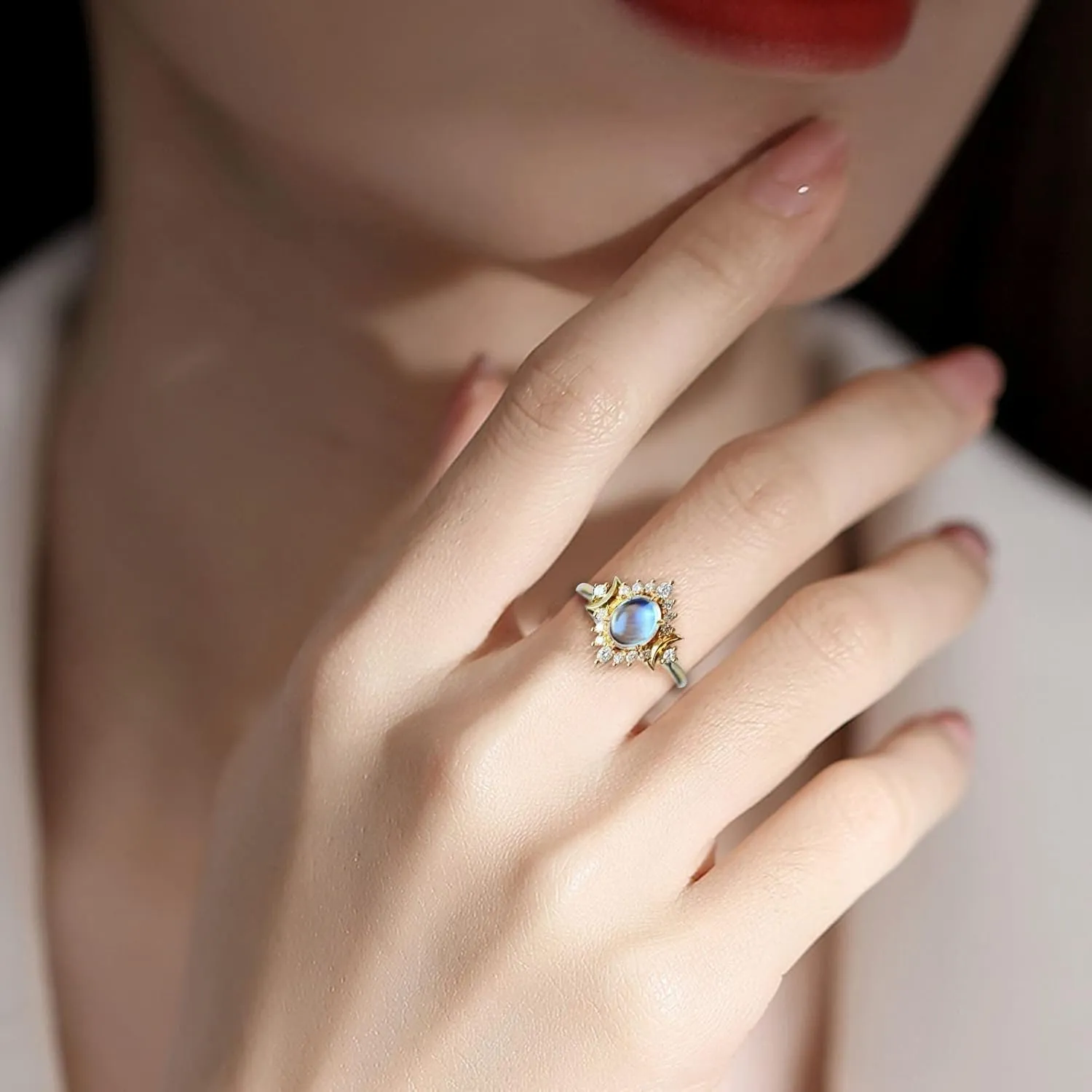 Opal Crystal Ring in Gold, Minimalist, Delicate Jewelry Zirconia Wedding Engagement Anniversary Ring for Women