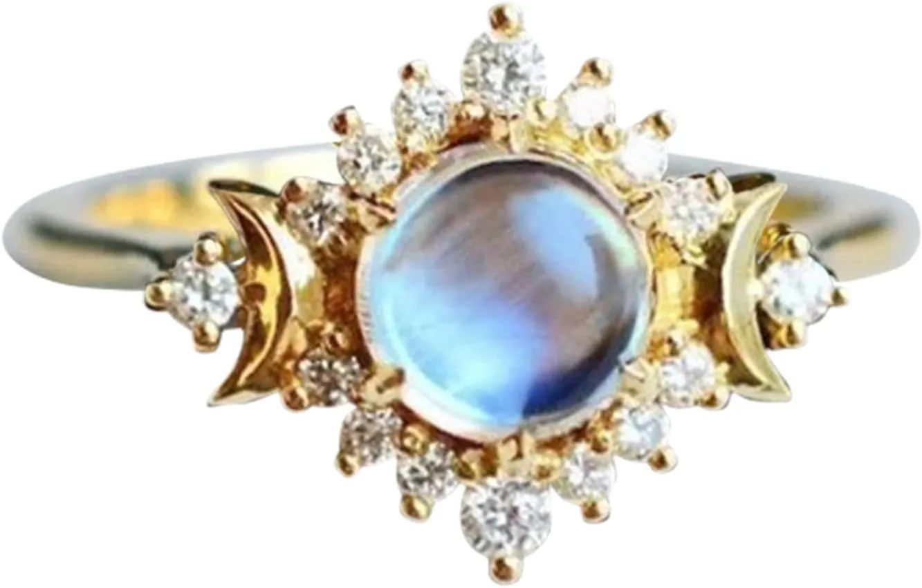 Opal Crystal Ring in Gold, Minimalist, Delicate Jewelry Zirconia Wedding Engagement Anniversary Ring for Women