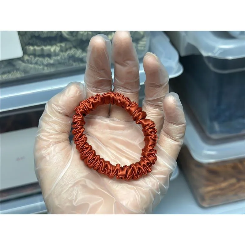 Orange Red silk scrunchies mini