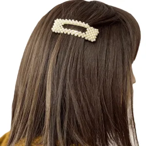 Oversized Rectangle Pearl Hair Clips 4pcs
