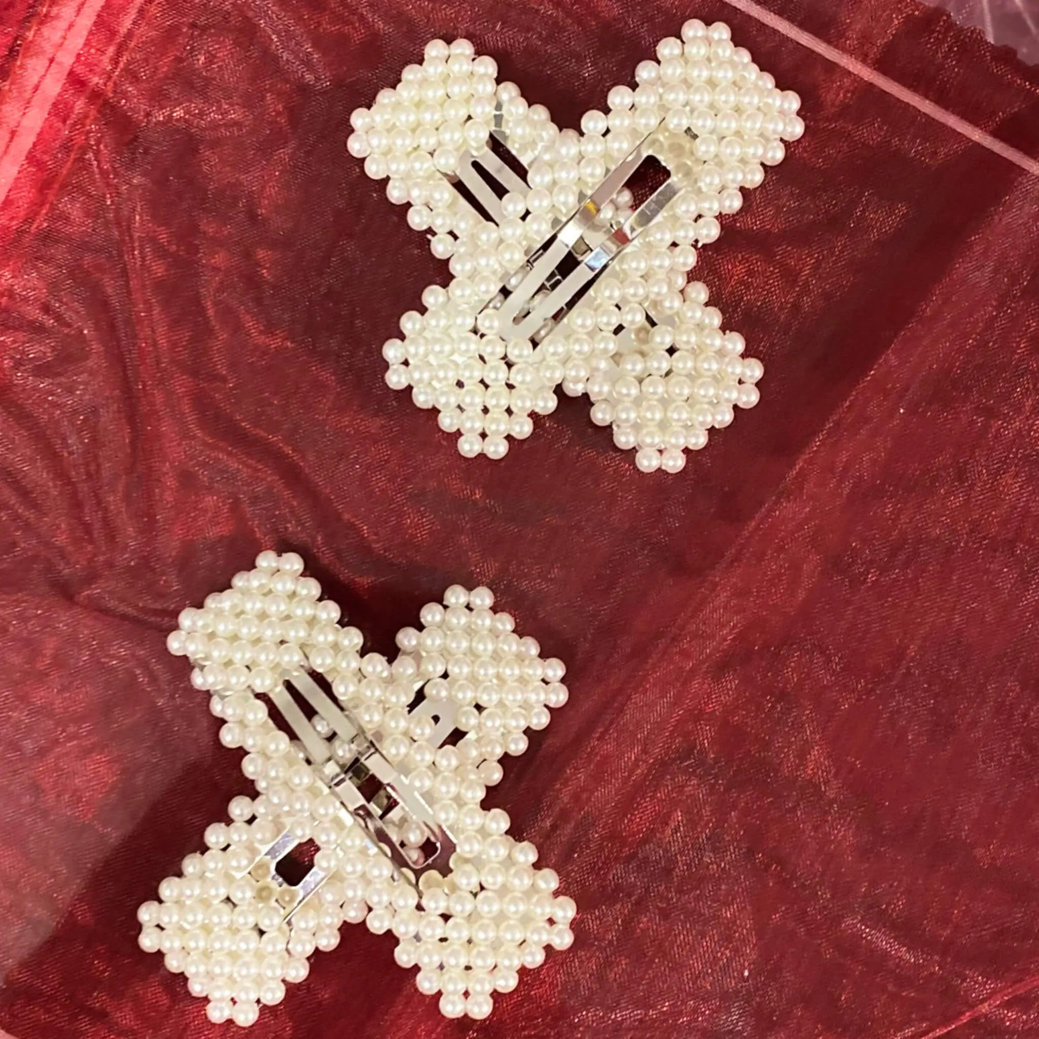 Oversized Rectangle Pearl Hair Clips 4pcs