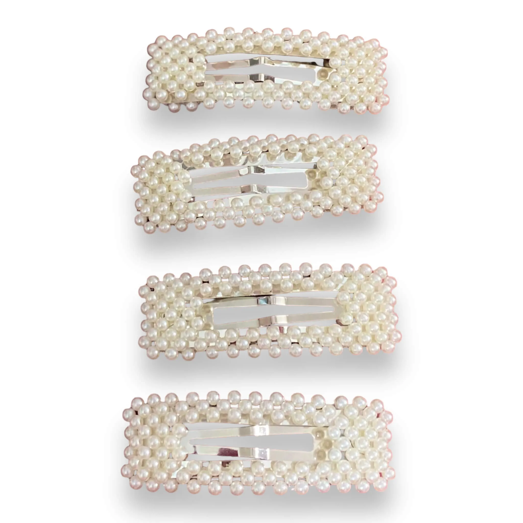 Oversized Rectangle Pearl Hair Clips 4pcs