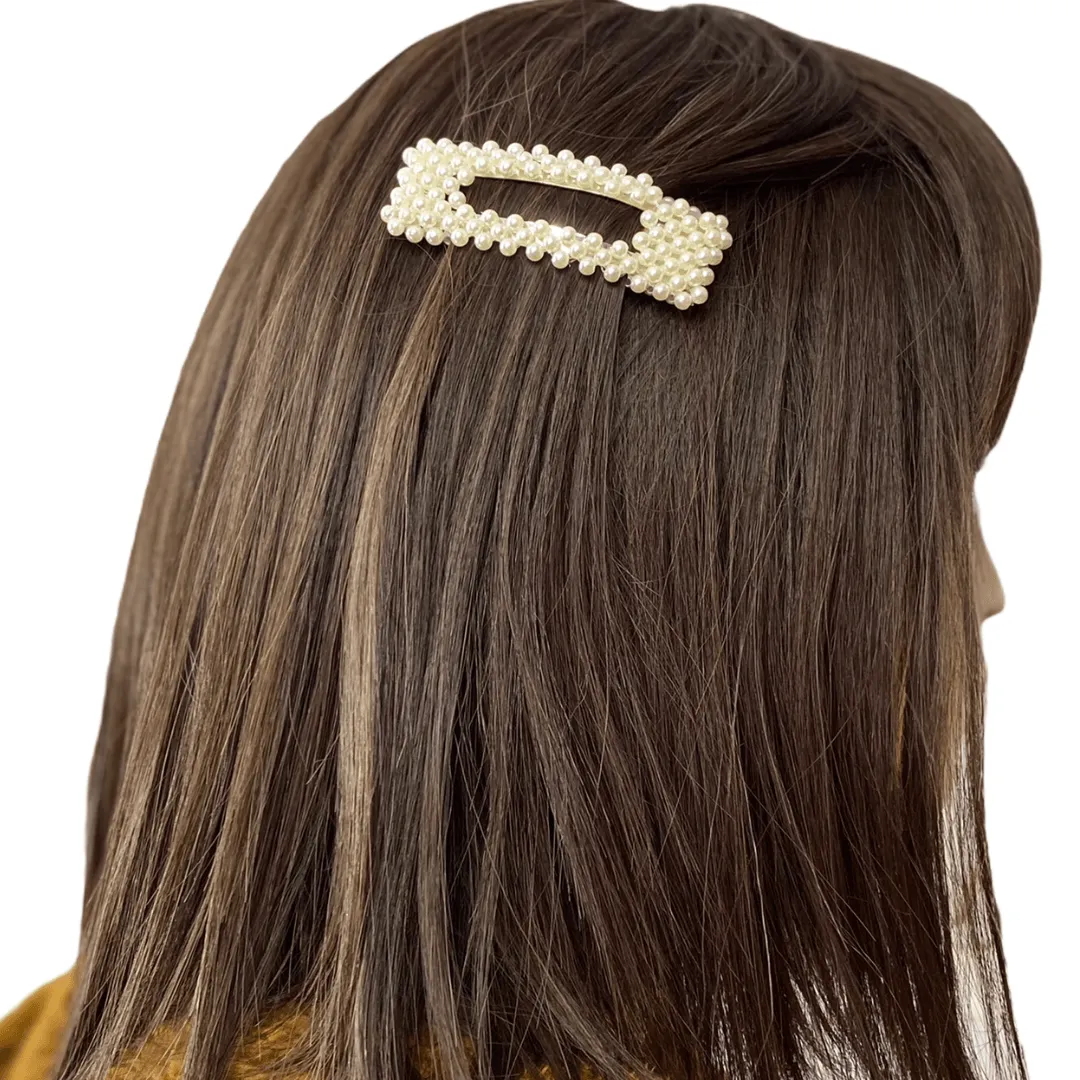 Oversized Rectangle Pearl Hair Clips 4pcs
