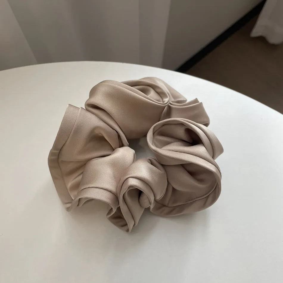 Oversized Satin Elastic Hair Bands Solid Hair Scrunchies For Women