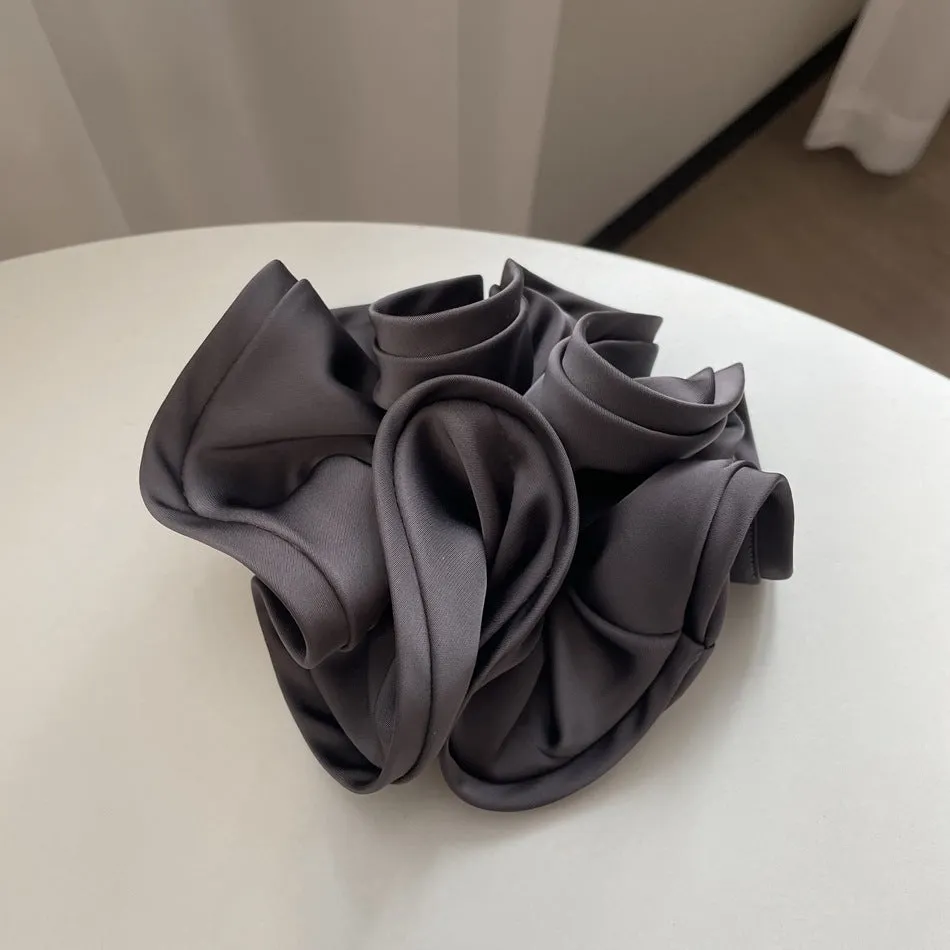 Oversized Satin Elastic Hair Bands Solid Hair Scrunchies For Women