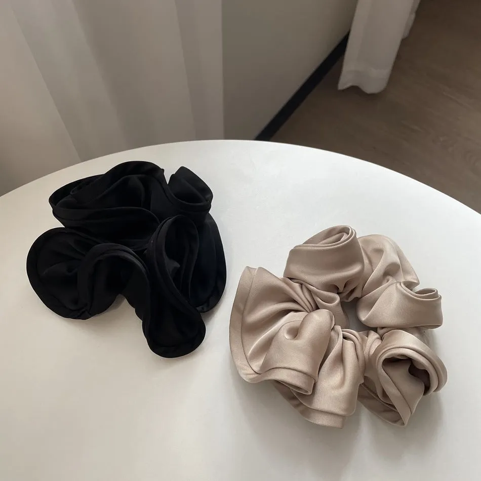 Oversized Satin Elastic Hair Bands Solid Hair Scrunchies For Women