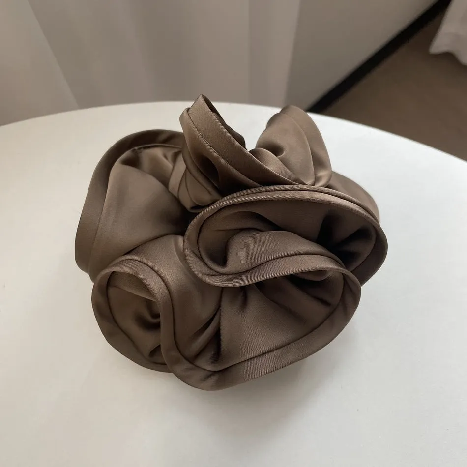 Oversized Satin Elastic Hair Bands Solid Hair Scrunchies For Women