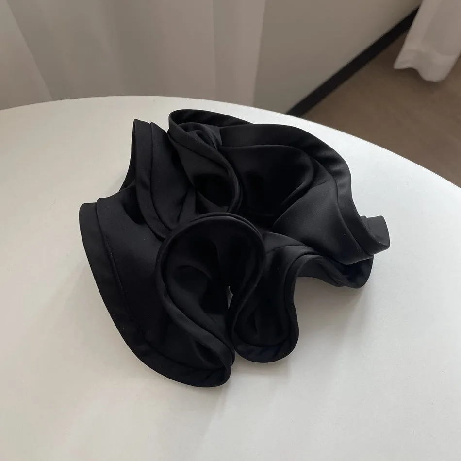 Oversized Satin Elastic Hair Bands Solid Hair Scrunchies For Women
