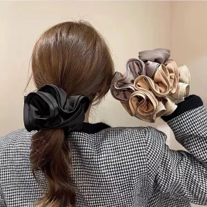 Oversized Satin Elastic Hair Bands Solid Hair Scrunchies For Women