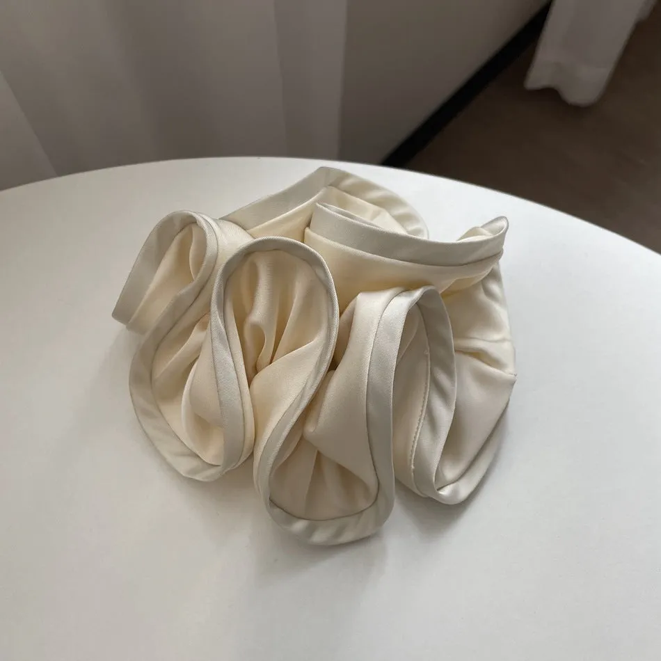 Oversized Satin Elastic Hair Bands Solid Hair Scrunchies For Women