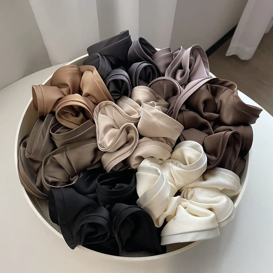 Oversized Satin Elastic Hair Bands Solid Hair Scrunchies For Women