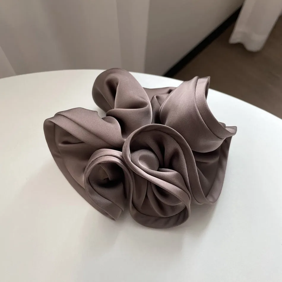 Oversized Satin Elastic Hair Bands Solid Hair Scrunchies For Women