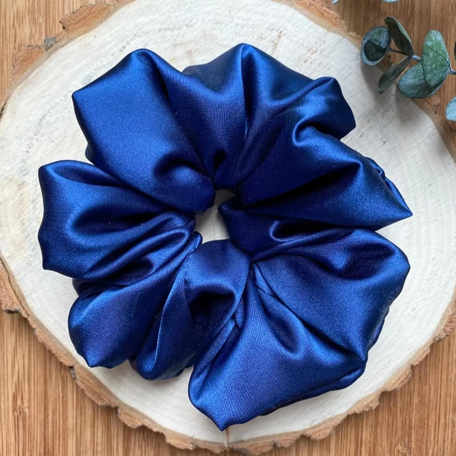 Pack of 4 Hair Scrunchies Combo for Women Girls, Soft Satin Scrunchy Hair Tie Ponytail Holder for All Type Hairs and Wrist - Blue Love