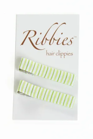 Paire de Barrettes Anti-Glisse Molly Rayé Vert & Blanc