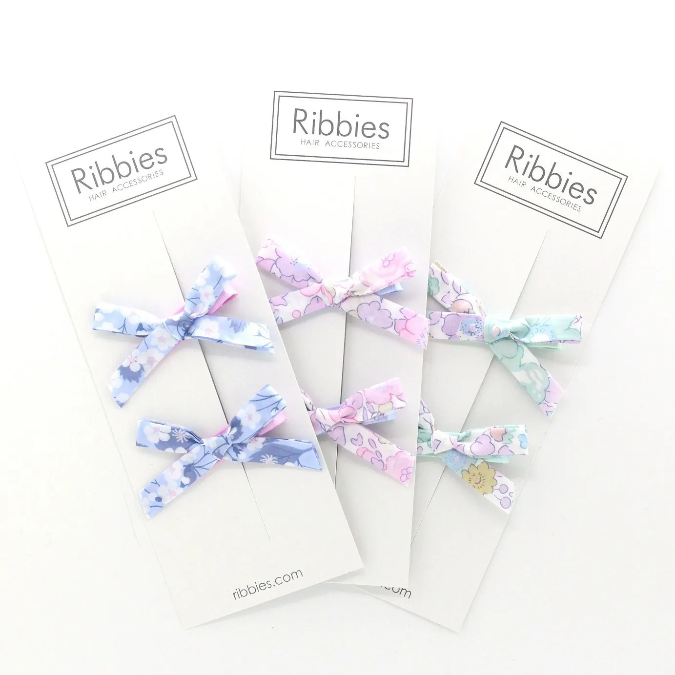 Paire de Barrettes à Nœud en Liberty - Mauvey Blue - PETIT PRIX