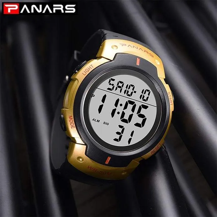 Panars 8208 Gold Digital Waterproof Heavy Duty Wrist watch For Men