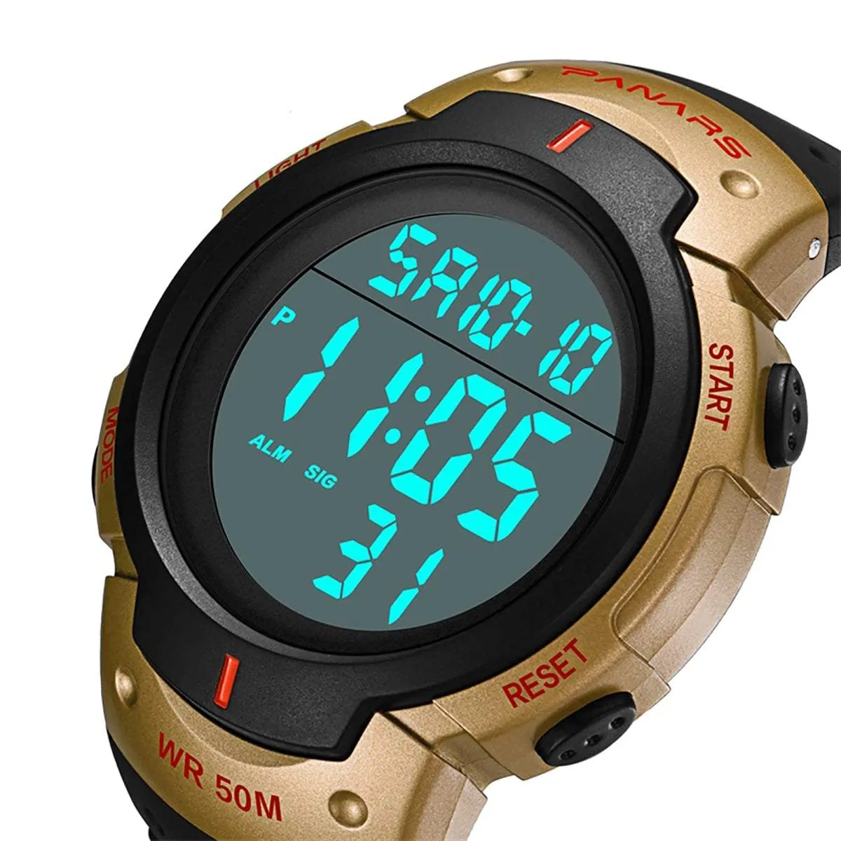 Panars 8208 Gold Digital Waterproof Heavy Duty Wrist watch For Men