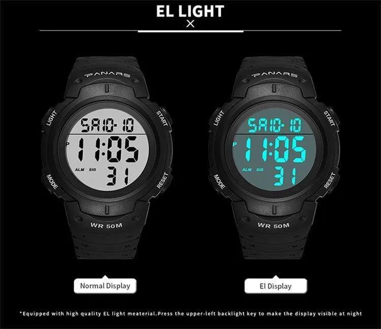 Panars 8208 Gold Digital Waterproof Heavy Duty Wrist watch For Men
