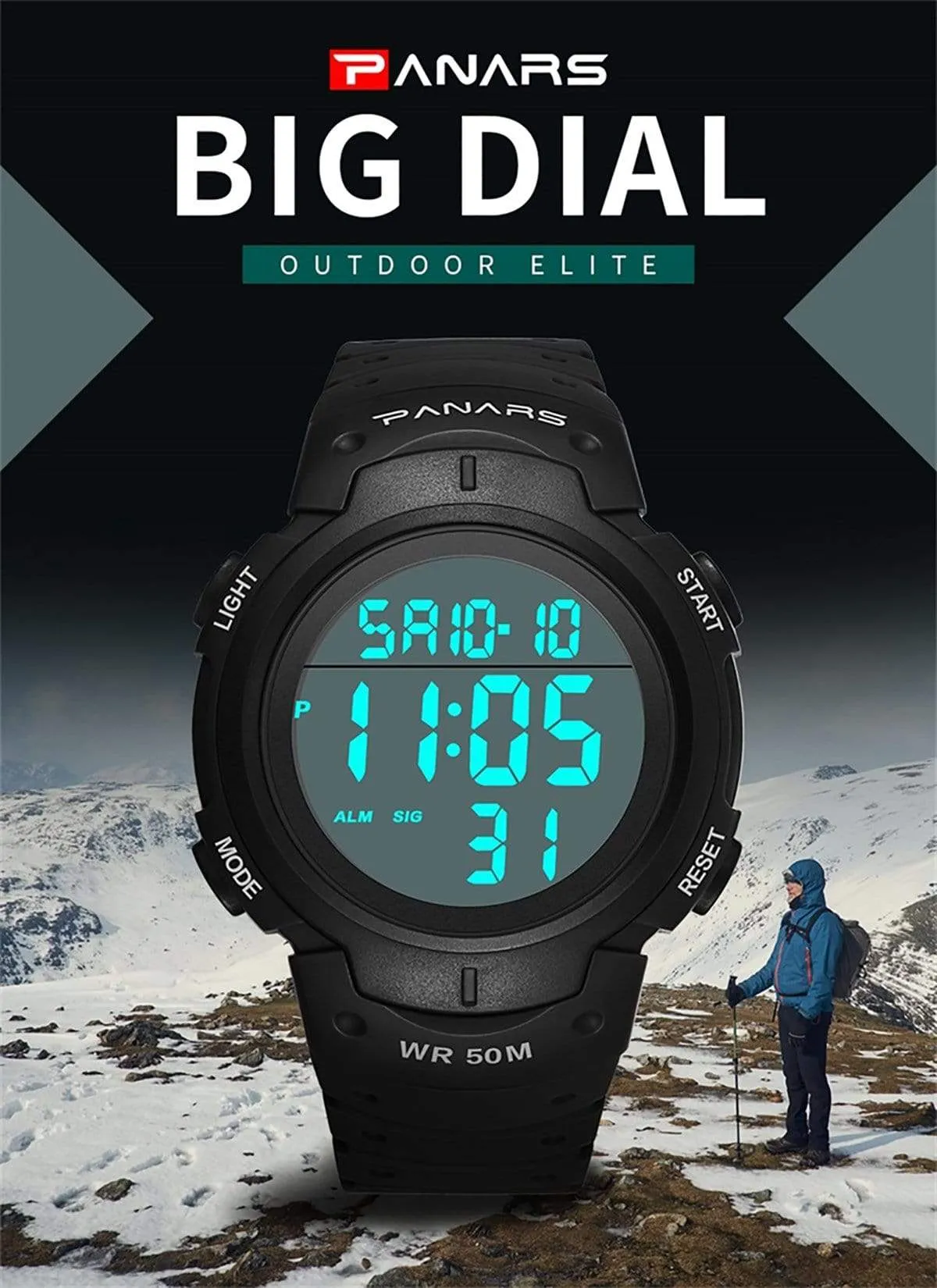 Panars 8208 Gold Digital Waterproof Heavy Duty Wrist watch For Men