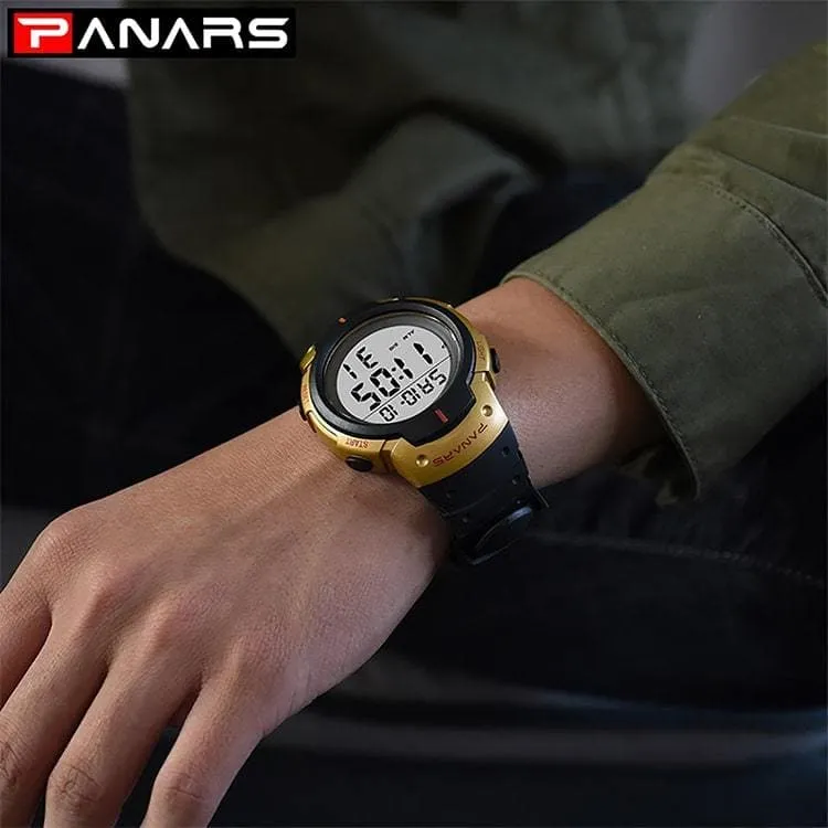 Panars 8208 Gold Digital Waterproof Heavy Duty Wrist watch For Men