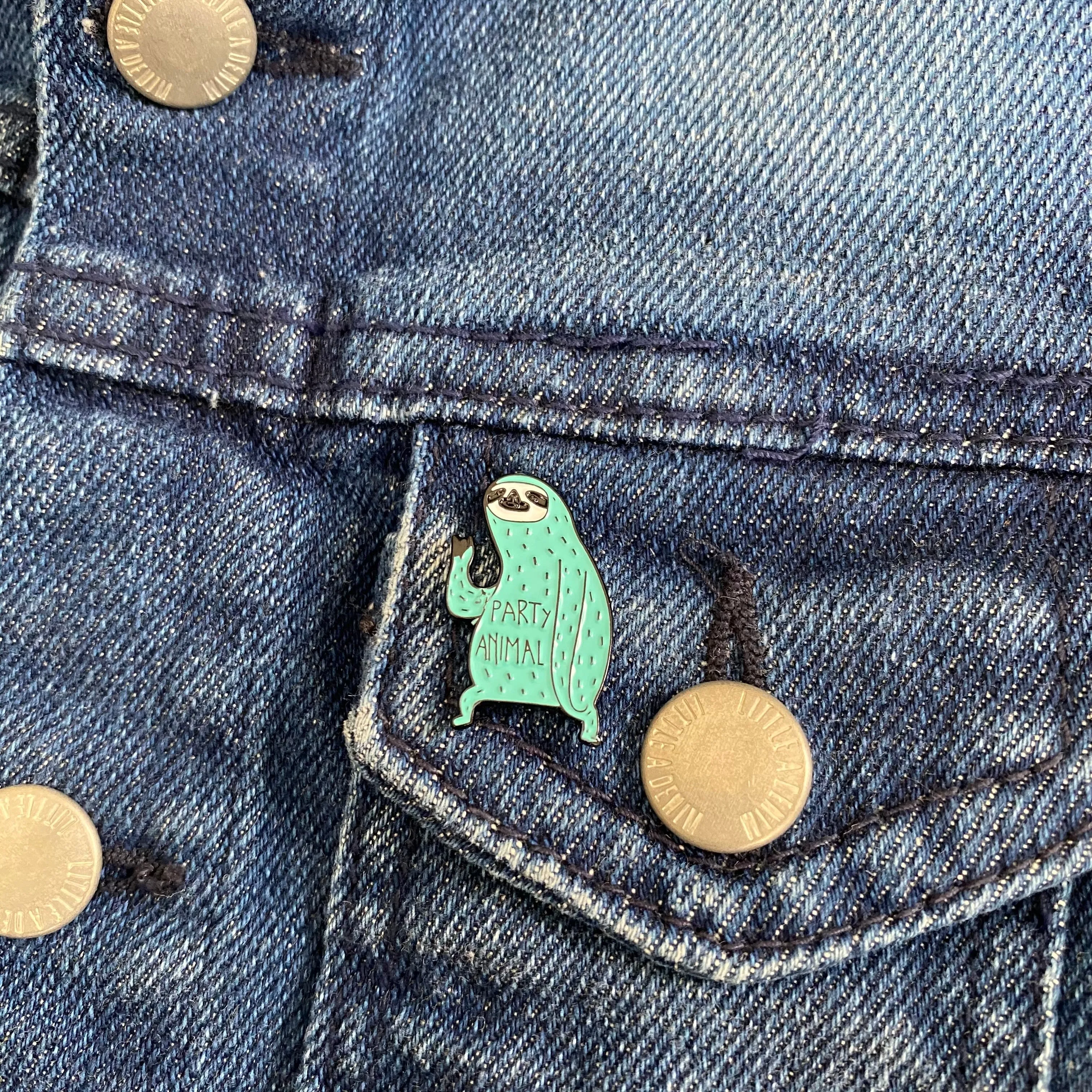 Party Animal Sloth Pin