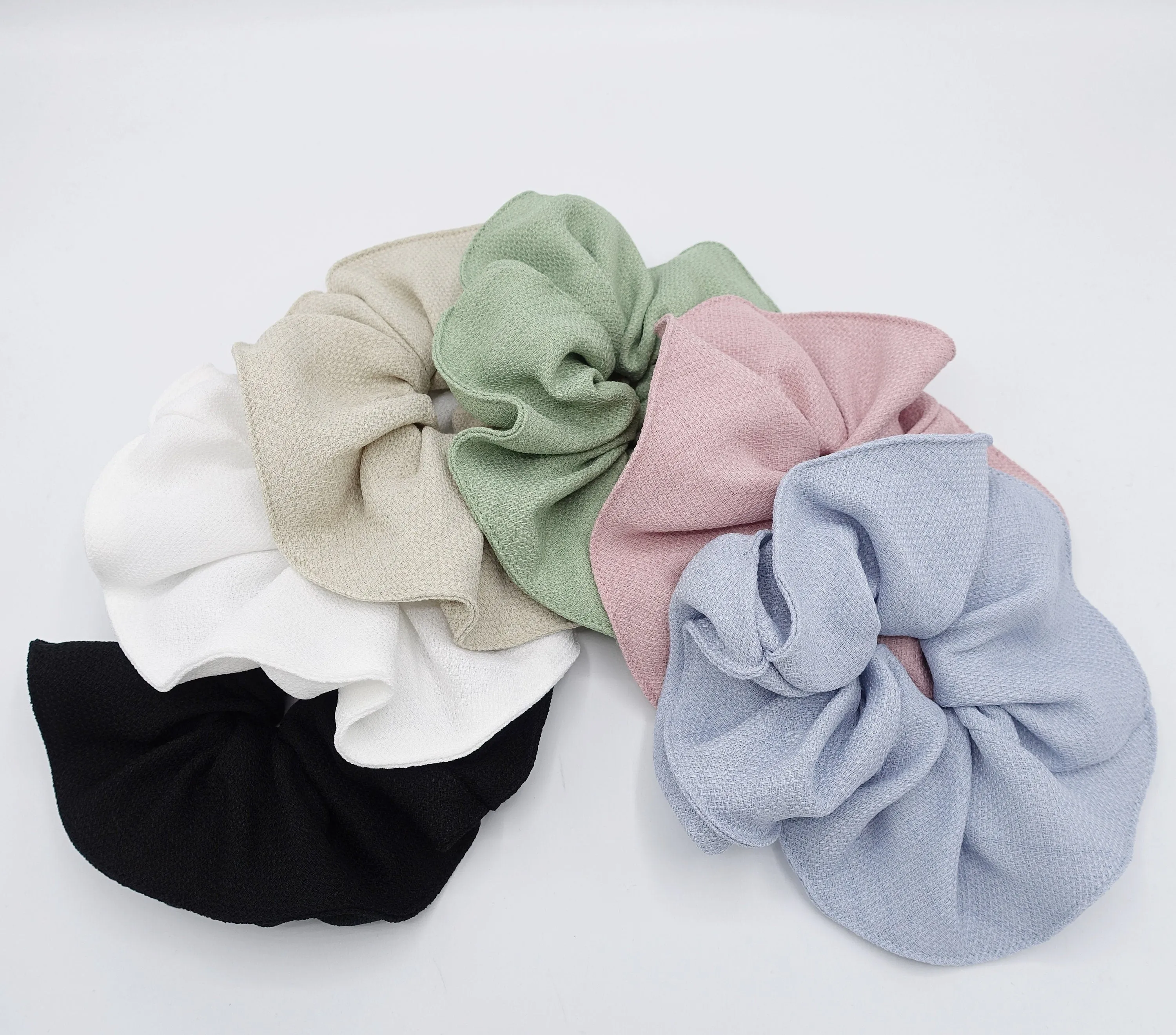 pastel scrunchies, linen scrunchies, oversized scrunchies for women