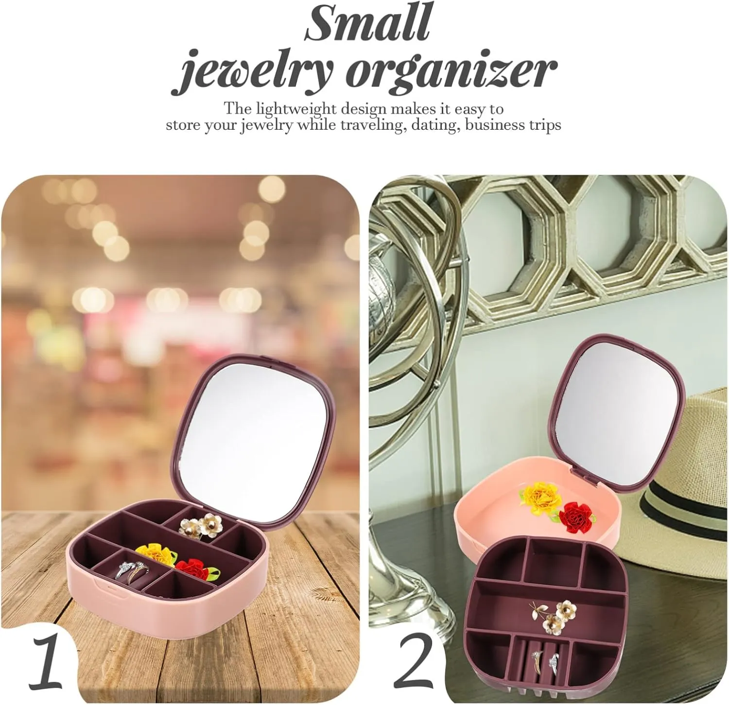 Pcs Box Jewelry Case for Earring Jewelry Organizer Box Mirror Small Travel Organizer Makeup for Women