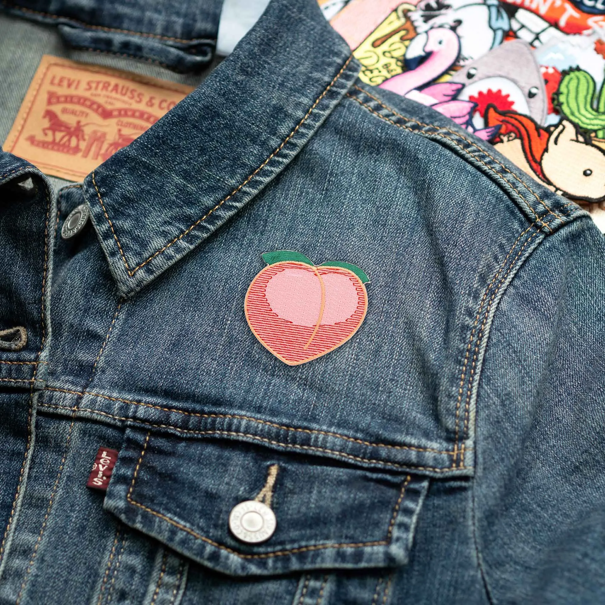 Peach Emoji Embroidered Iron-On Patch