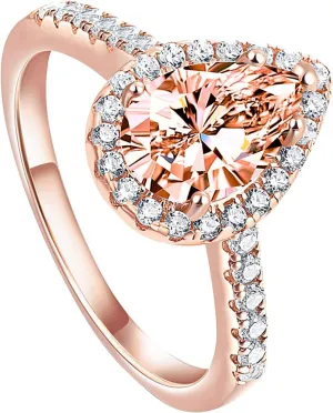 Pear Shaped Cut Vintage Engagement Ring Rose Gold Luxury Wedding Bands Minimalist Exquisite Jewelry